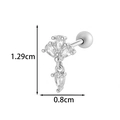 Silver star-shaped ear cartilage stud with pear zircons and ball screw back closure - Floral Pear-Shaped Style (2603-3# Silver)