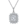 Elegant S925 sterling silver necklace with a rectangular 8A zircon pendant setting - Lzn13-p