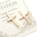 Detailed view of two natural baroque cross pearls on a vintage background card - 20x30-30x50mm / No Hole