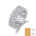 Drierijige zilveren moissanite ring met GRA-certificaat voor luxe uitstraling - US Maat 9 / Moissanite 1.7mm (met GRA-certificaat)