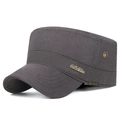 Berretto cadet da uomo in cotone grigio scuro con cinturino regolabile e logo metallo - Regolabile / Grigio