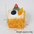 Realistic square mousse cake magnet with mixed fruit toppings and yellow crumbs - Yellow Mousse Cake (Square)