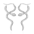 Orecchini a cerchio vintage a forma di serpente in metallo argento con texture a scaglie - Stile con Trama a Motivo (MS-184) / Color Acciaio