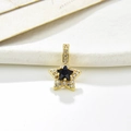 Squisita collana a stella dorata con pietra nera centrale e intarsio di zirconi cubici - Nero