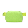 Neon green fleece waist bag with adjustable strap for outdoor sports and fitness - Neon Green