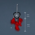 Atrapasueños corazón negro con red blanca y plumas rojas, ancho 10cm y peso de 9g - Negro con Plumas Rojas
