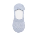 Light blue no-show socks for women with lace mesh design and anti-slip ribbed cuffs - Lace Women Boat Socks / Blue