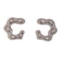 Silver geometric C-shaped earrings with marquise-cut cubic zirconia in 18K gold plating - Marquise Rhinestone Irregular Wave Stud Earrings - Steel