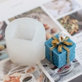 Blue gift box candle made from square silicone mold with detailed ribbon textures - Gift Box B White 90g