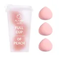 Drei pfirsichförmige rosa Make-up-Schwämme in einem mattierten Becher für perfektes Make-up - 3er-Set / Kirschblütenrosa