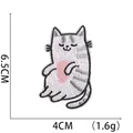 Detail view of 6.5x4cm cat embroidery patch with precise size measurements and 1.6g weight - Grey White Striped Cat Patch (W17XM-092-06)