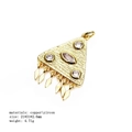 Detailed view of evil eye pendant with cubic zirconia and specs for size and weight - Triangle Geometric Rhombus Pendant