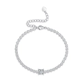 Minimalist S925 silver cube bracelet with moissanite stones and heart charm extension - Model L13339 Moissanite 5.5*5.5mm (16.5+5cm) / 16.5cm / Silver
