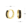 Détails des boucles d'oreilles huggie en argent 925 doré avec zircons noirs de 11mm - Argent 925 / Or/Noir