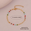 Tobillera dorada con cuentas de vidrio de colores y eslabones de cobre tipo clip - 3# Vidrio Irregular