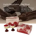 Red camellia scented candle gift set with white ceramic cup and premium wooden base - Camellia Scented Box-Freesia + Ebony