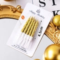 Set of 6 metallic gold spiral birthday candles in packaging for party cake decoration - Gold