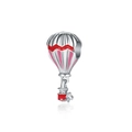 Silver hot air balloon charm with red and pink enamel for DIY beaded bracelets - Hot Air Balloon