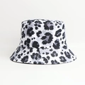 Fashionable leopard print bucket hat for women in black grey and white patterns - One Size / Black and Grey Leopard Print