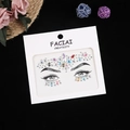 Macro shot of colorful rhinestone face stickers with teardrop gems on black background - Multicolor/Aurora