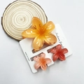 Three-piece set of orange and pink plumeria flower hair claws with marble finish - Mixed Color Set #7 (includes Cards)