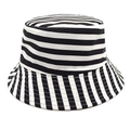 Detail of a black and white striped cotton fisherman hat with neat stitching on white background - M (56-58cm) / Black