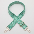 Adjustable woven strap with blue and green geometric diamond pattern and gold hooks - No. 702 Gold Hook