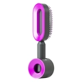 Dark grey and magenta professional air cushion massage comb attachment for long hair styling - Black Purple Set with Rack / Black Purple