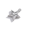 Pendentif étoile à cinq branches en argent poli avec bords à pois pour bracelets - Argent-Étoile 2