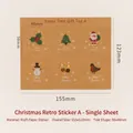 Vintage kraft paper Christmas stickers with Santa and snowman patterns for gift packaging - Christmas Tree Sticker Style A