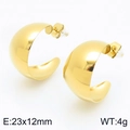 Polished gold C-shaped stainless steel hoop earrings measuring 23x12mm and 4g - 23x12mm / Gold (KE120465-KFC)