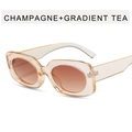 Square champagne frame sunglasses with gradient tea lenses in a retro fashion style - Champagne Gradient Tea