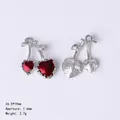 Gothic red heart cherry pendant for DIY jewelry making with silver metal back - 84444 Red