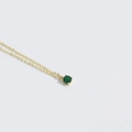 Minimalist gold link necklace featuring a round-cut green gemstone in a classic four-prong setting - Green (Gold Chain)