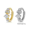 Dettaglio orecchini a cerchio in argento S925 da 6mm con zirconi e un peso totale di 1,4g - Stile 12 / Oro Bianco