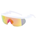 White sports sunglasses with lightning shaped temples and rainbow mirrored lenses - White Frame Red Mirror