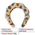 Thick sponge leopard pattern headband in beige and blue velvet for hair styling - 4-flannel Rainbow Leopard Print Headband