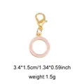 Pink enamel round charm with golden lobster clasp for shoe and bag decoration accessory - Style 19 Circle