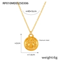 Titanium steel gold necklace with a round zodiac pendant featuring a crab and star design - Cancer / Gold