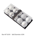 Set of 10 silver Christmas ornaments in matte and glitter finish, 8cm diameter balls - Transparent Box Packaging / 10 Pieces/Pack (Diameter 8cm) / Silver