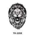 Waterproof temporary tattoo sticker featuring a roaring lion design in black and white ink - Th-226 / 210*148mm