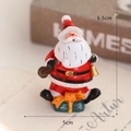 Miniature resin Santa Claus figurine ornament with gold bell and gift bag, 6.5cm height - Santa with Bell