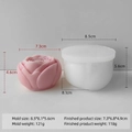 Silicone rose candle mold showing 8.5cm outer diameter and translucent soft texture - Pink Flower Style (J-0683)