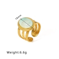Vintage 18k gold plated stainless steel ring with 18mm oval emerald green natural stone - Oval Light Green Textured Gemstone Triple Band Style (HF-J1460)