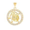 Close-up of golden Leo constellation pendant with sparkling cubic zirconia inlay - Pendant Only / Leo