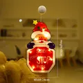 LED Santa Claus suction cup window light with 'Santa Please STOP Here' sign 45x24cm - Large Santa Holding Sign