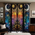 Polyester blackout curtain with colorful stained glass moon and stars fantasy patterns - Style 5