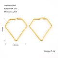 Golden diamond shaped stainless steel hoop earrings plated in 18K gold for women - Gold 50*55mm / 18K Gold