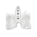 White grosgrain ribbon bow hair clip with layered design and fabric wrapped BB clip - White