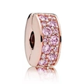 Elegant rose gold clip charm with shimmering pink pavé crystals for charm bracelets - 029-Stopper (Rose Gold Pave Pink Stone)